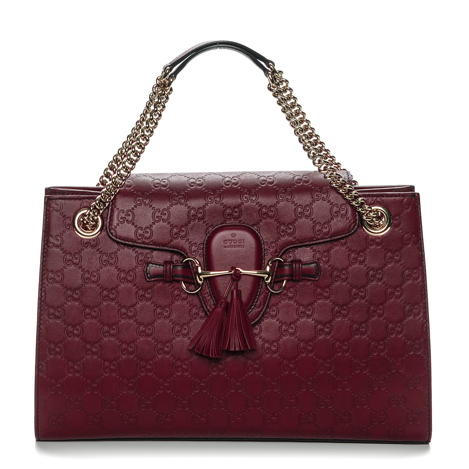 Gucci Soft Guccissima Large Emily Chain Shoulder Bag Classic Ruby 1 of 6