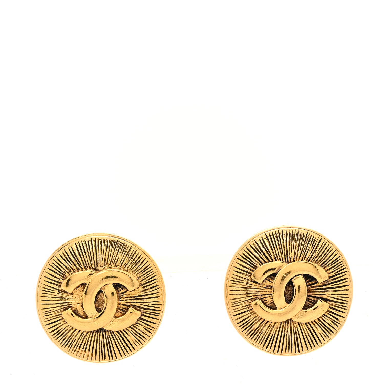 Chanel CC Button Clip On Earrings Gold 1 of 5