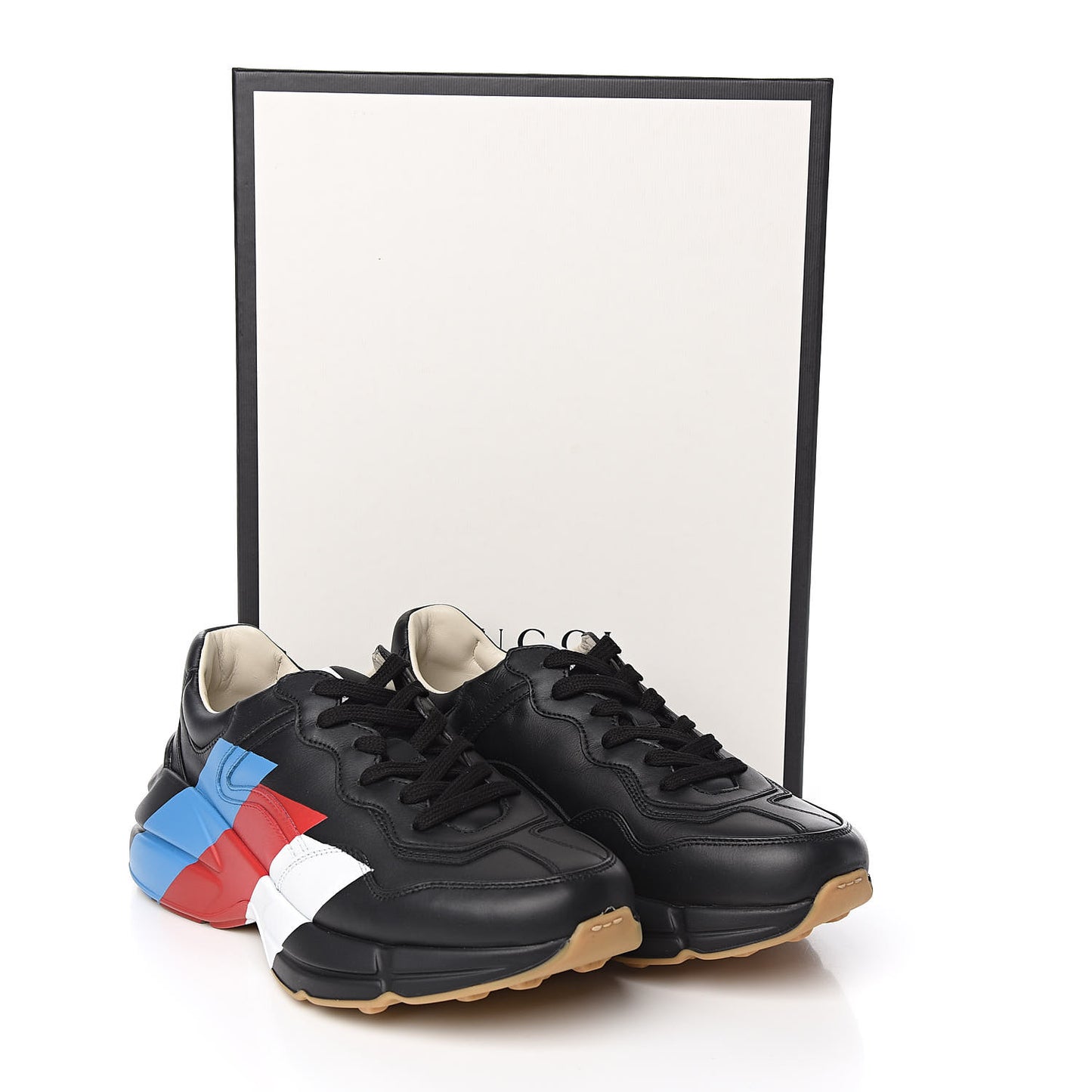 Calfskin Web Printed Mens Rhyton Sneakers 6.5 Black