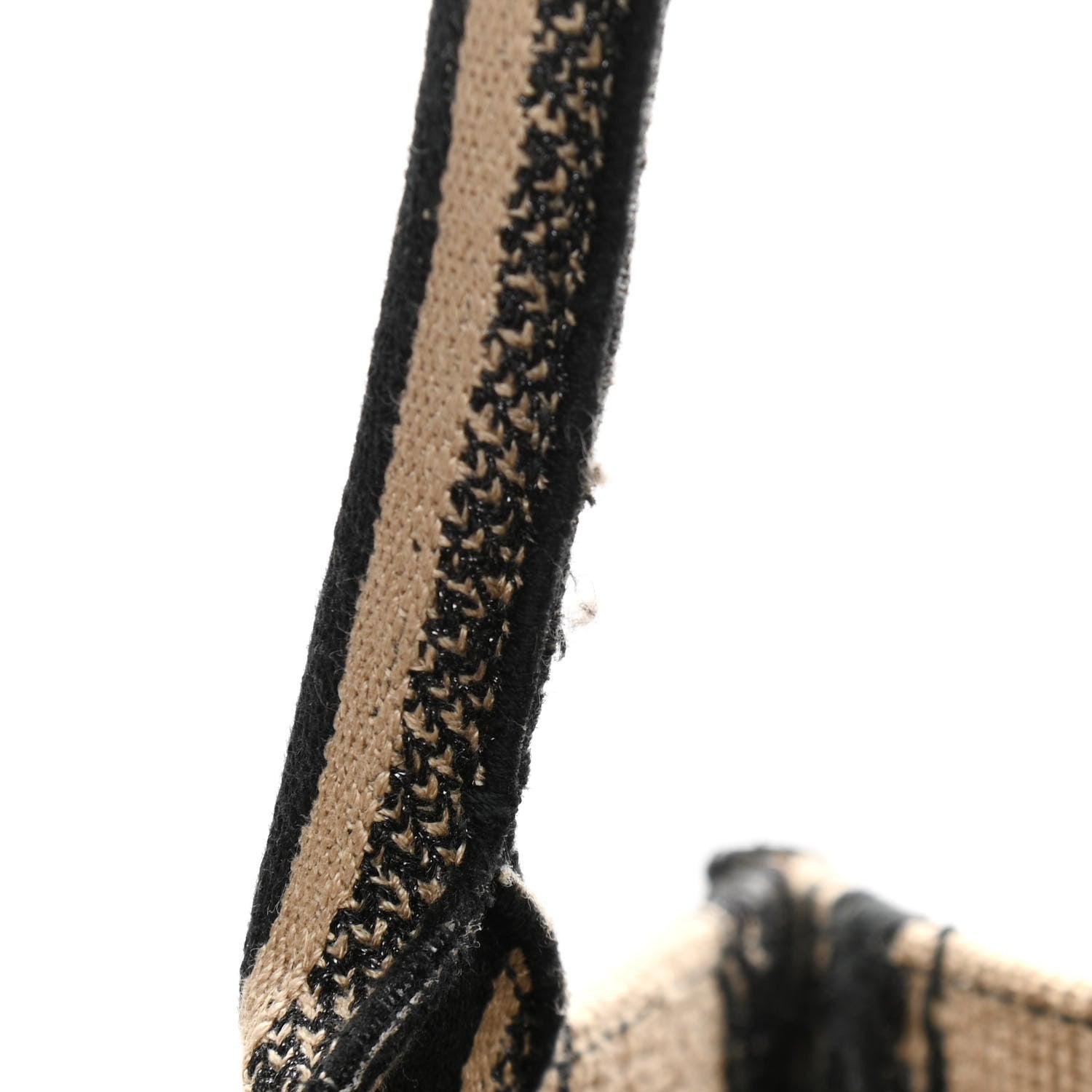 Christian Dior Canvas Embroidered Medium Bayadere Book Tote Black Beige 12 of 14