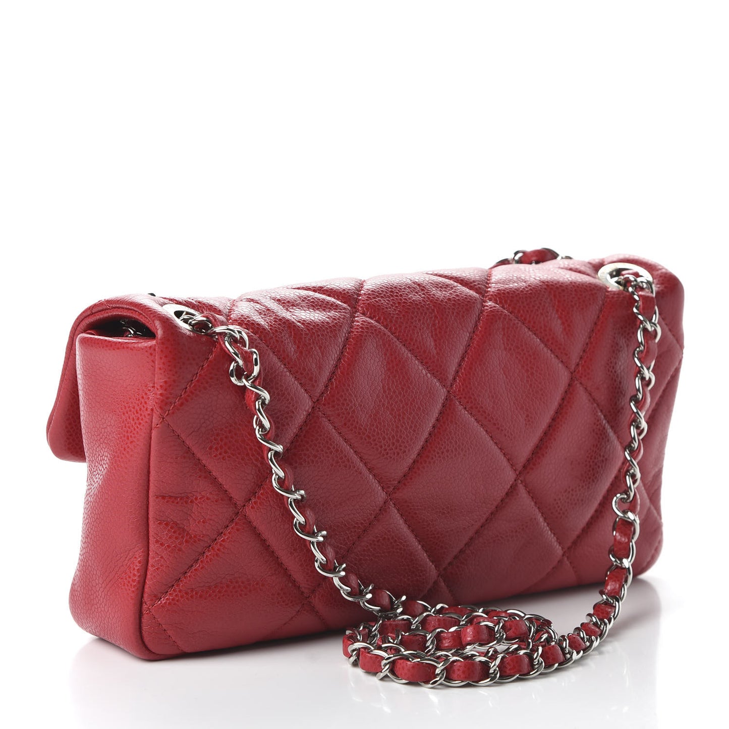 Glazed Caviar Quilted Small Nature Flap Bag Red