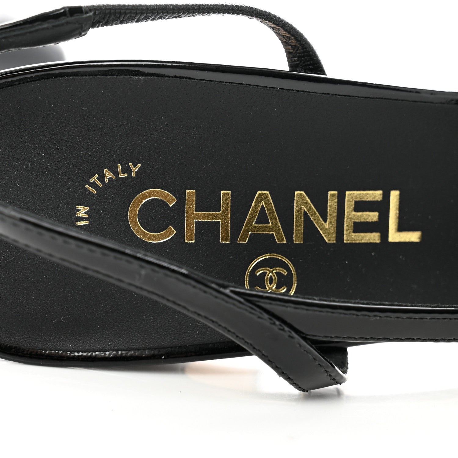 Chanel Patent Calfskin Cap Toe CC Slingback Pumps 39.5 Black 7 of 9