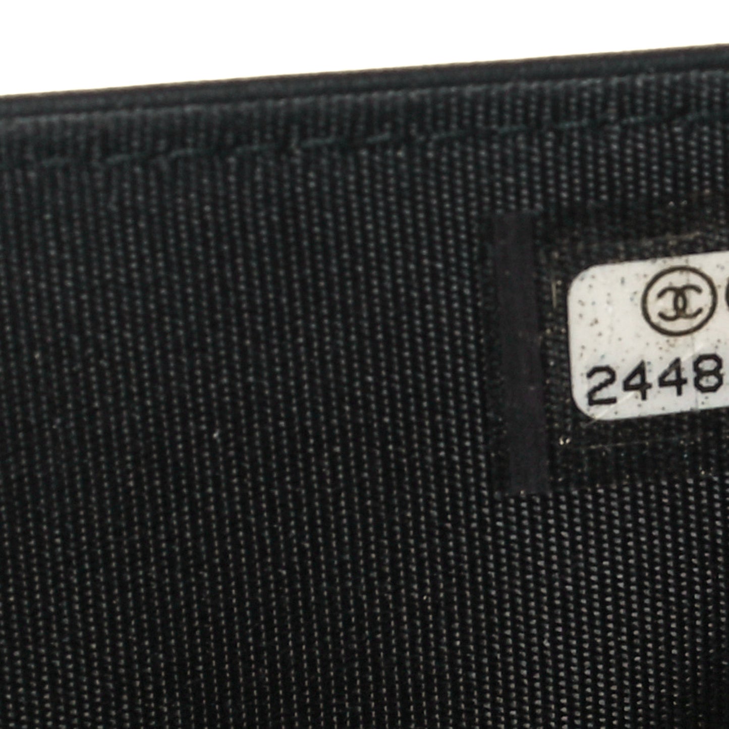Crackled Patent Calfskin Quilted Pearl Wallet On Chain WOC Black