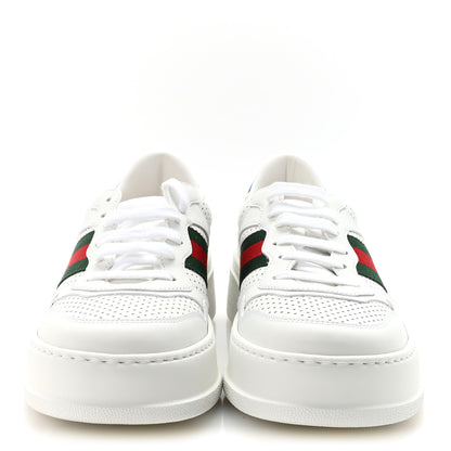 Gucci Calfskin Web Perforated Womens Platform 55mm Sneakers 39.5 White Bright Splash 3 of 9