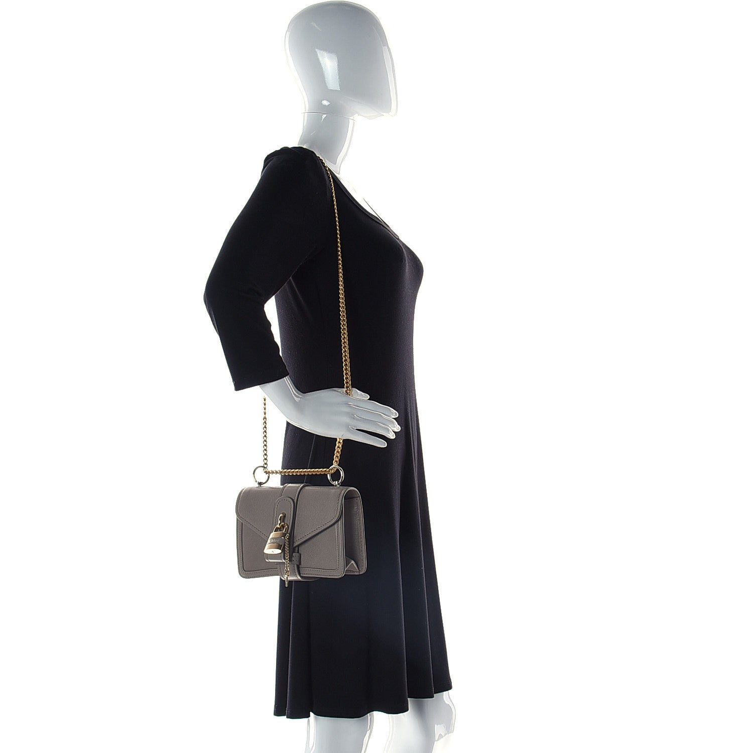 Chloe Shiny Goatskin Calfskin Mini Aby Chain Shoulder Bag Motty Grey 2 of 13