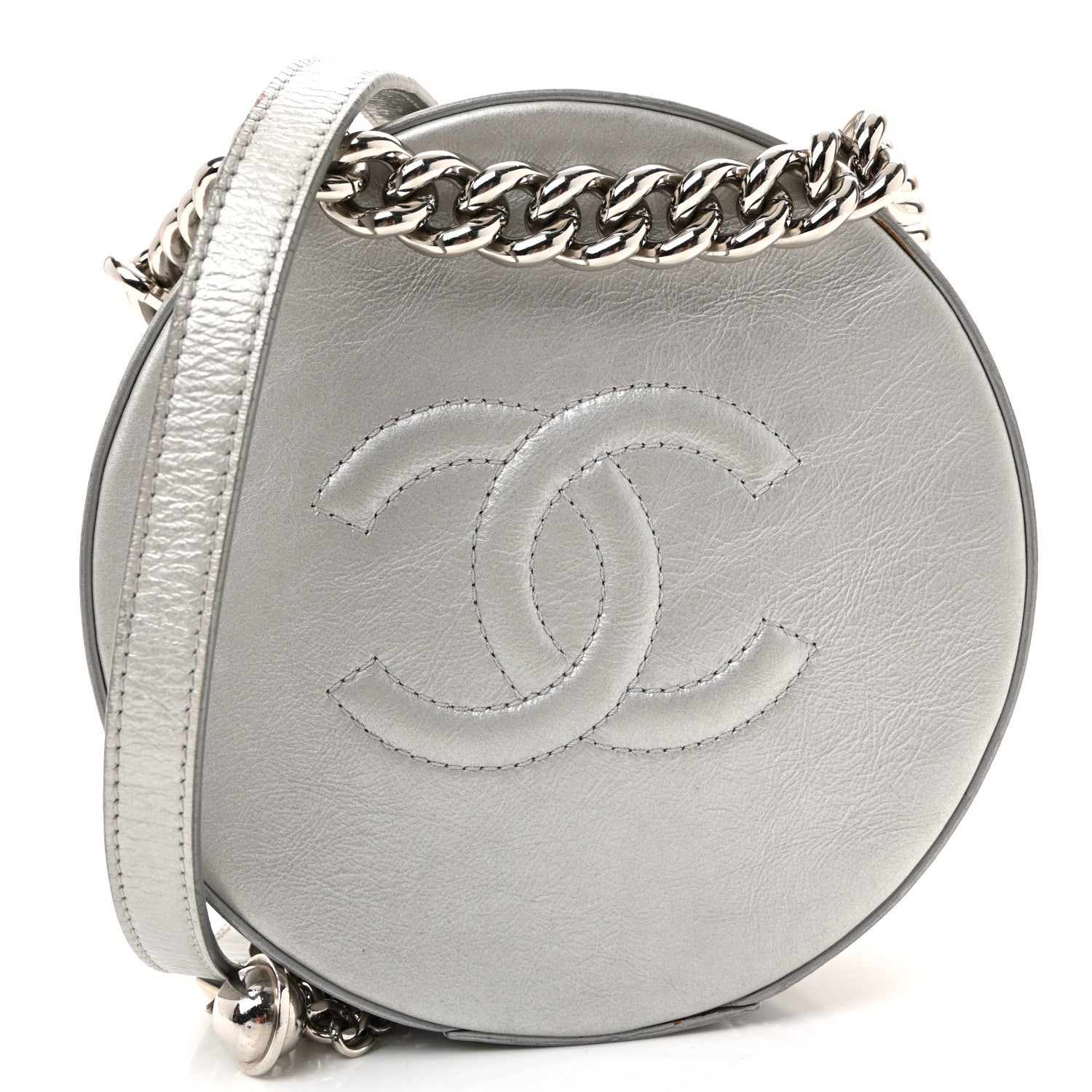 Chanel Metallic Glazed Calfskin Round As Earth Evening Bag Silver 1 of 10
