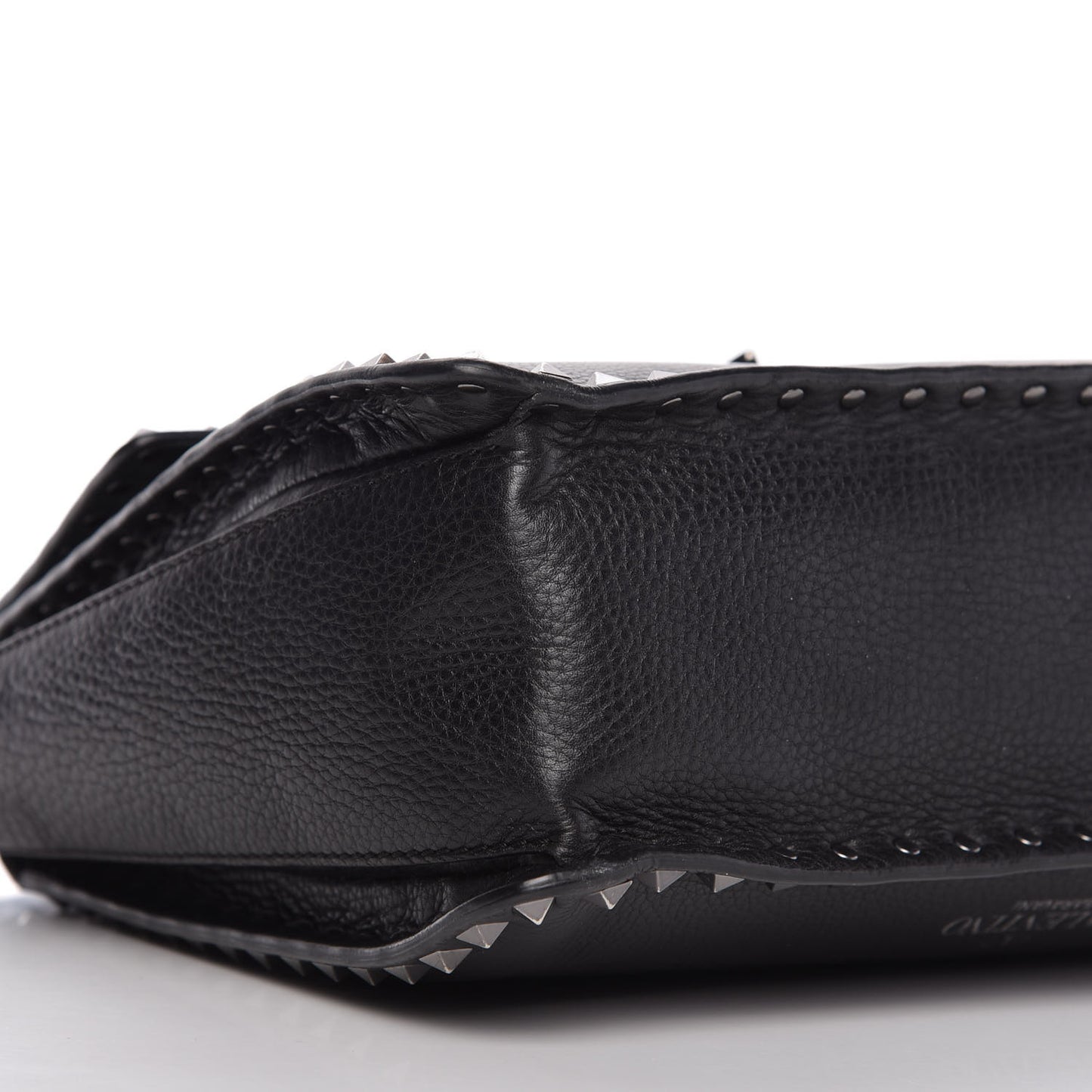 Alce Printed Calfskin Rockstud Top Handle Flap Shoulder Bag Black