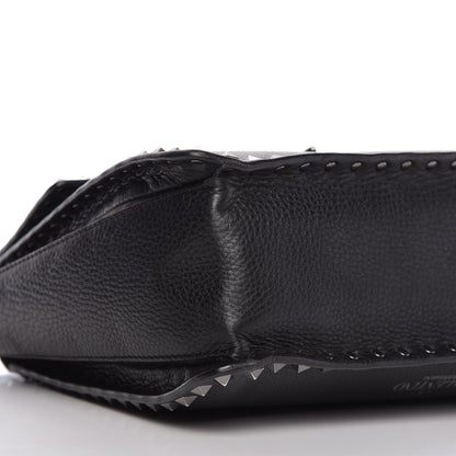 Valentino Garavani Alce Printed Calfskin Rockstud Top Handle Flap Shoulder Bag Black 6 of 9