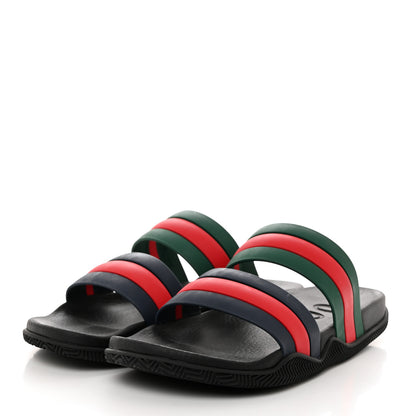 Gucci Rubber Web Mens Slide Sandals 9 Green Red 3 of 9
