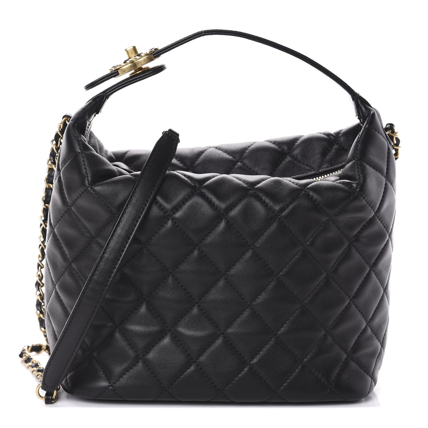 Chanel Lambskin Quilted Large Perfect Meeting Hobo Black 1 of 10