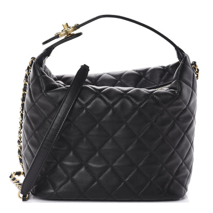 Chanel Lambskin Quilted Large Perfect Meeting Hobo Black 1 of 10