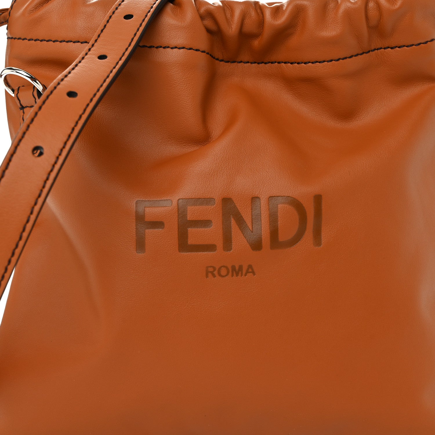 Fendi Vitello Grace Light Small Saint Fendi Roma Drawstring Pouch Brandy 8 of 10