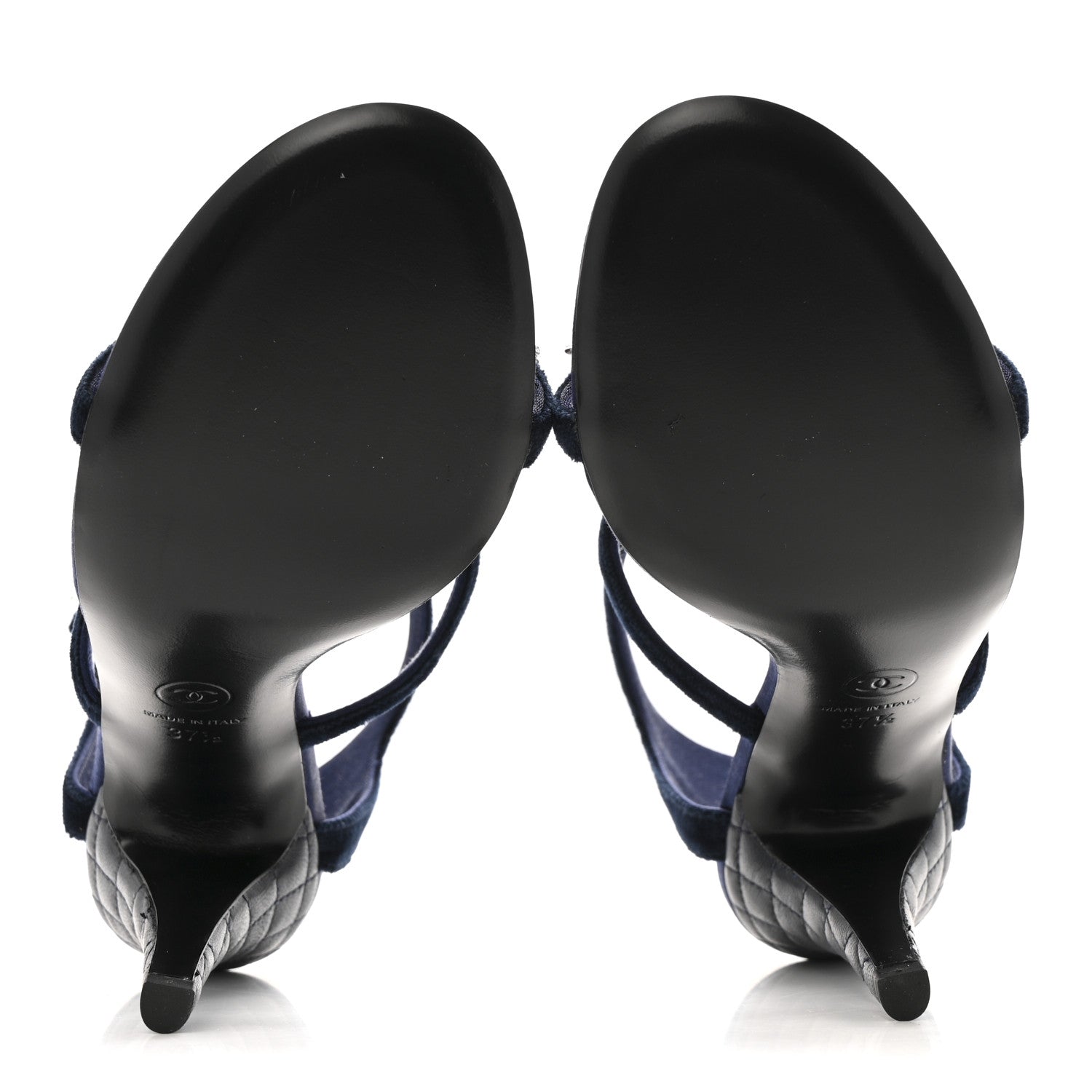 Chanel Velvet Crystal Star Ankle Strap Sandals 37.5 Dark Navy 6 of 12