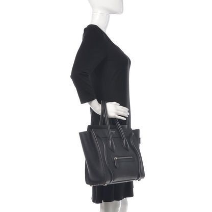 Celine Drummed Calfskin Micro Luggage Black 2 of 11