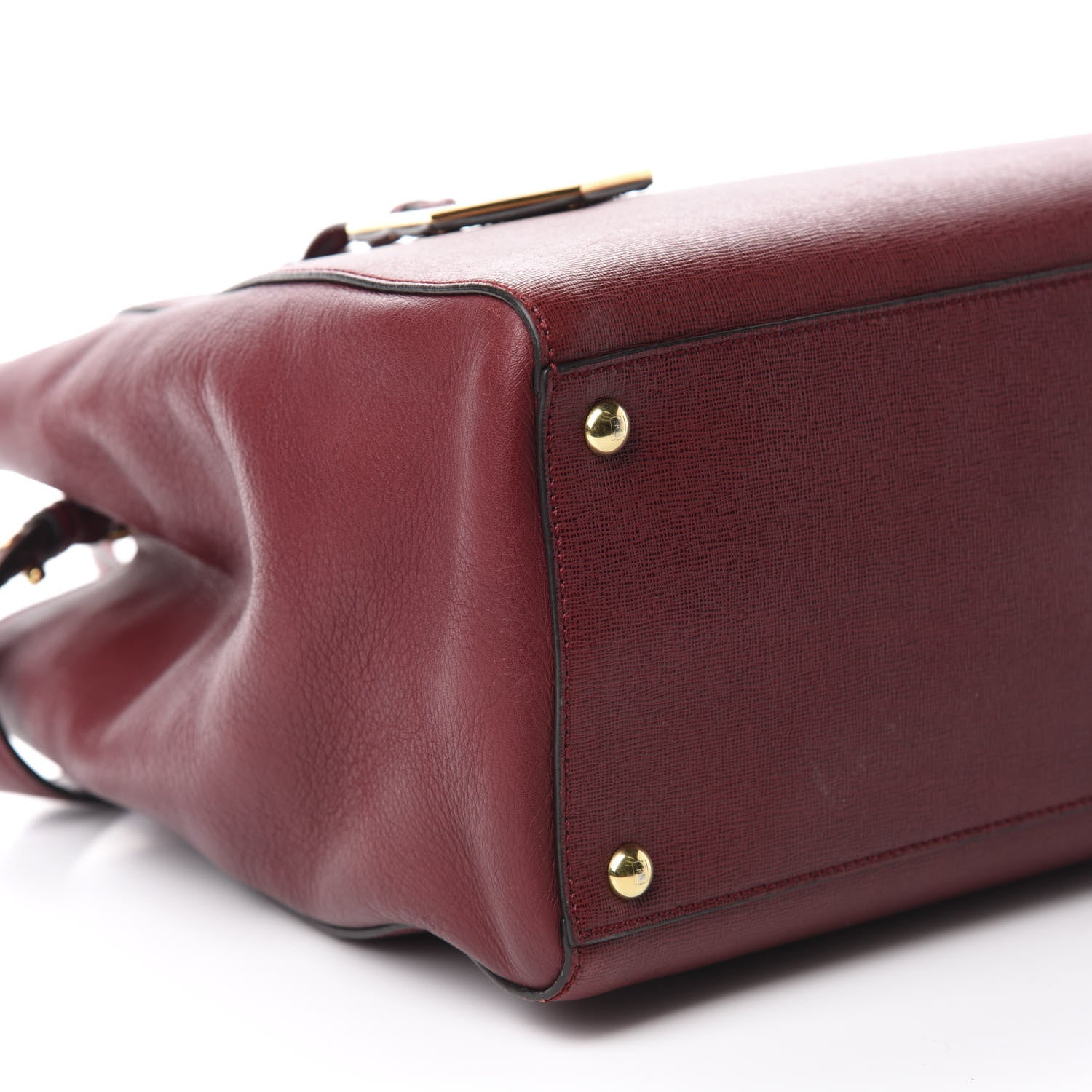 Fendi Vitello Elite Regular 2Jours Tote Rosso Scuro Ciliegia 6 of 11