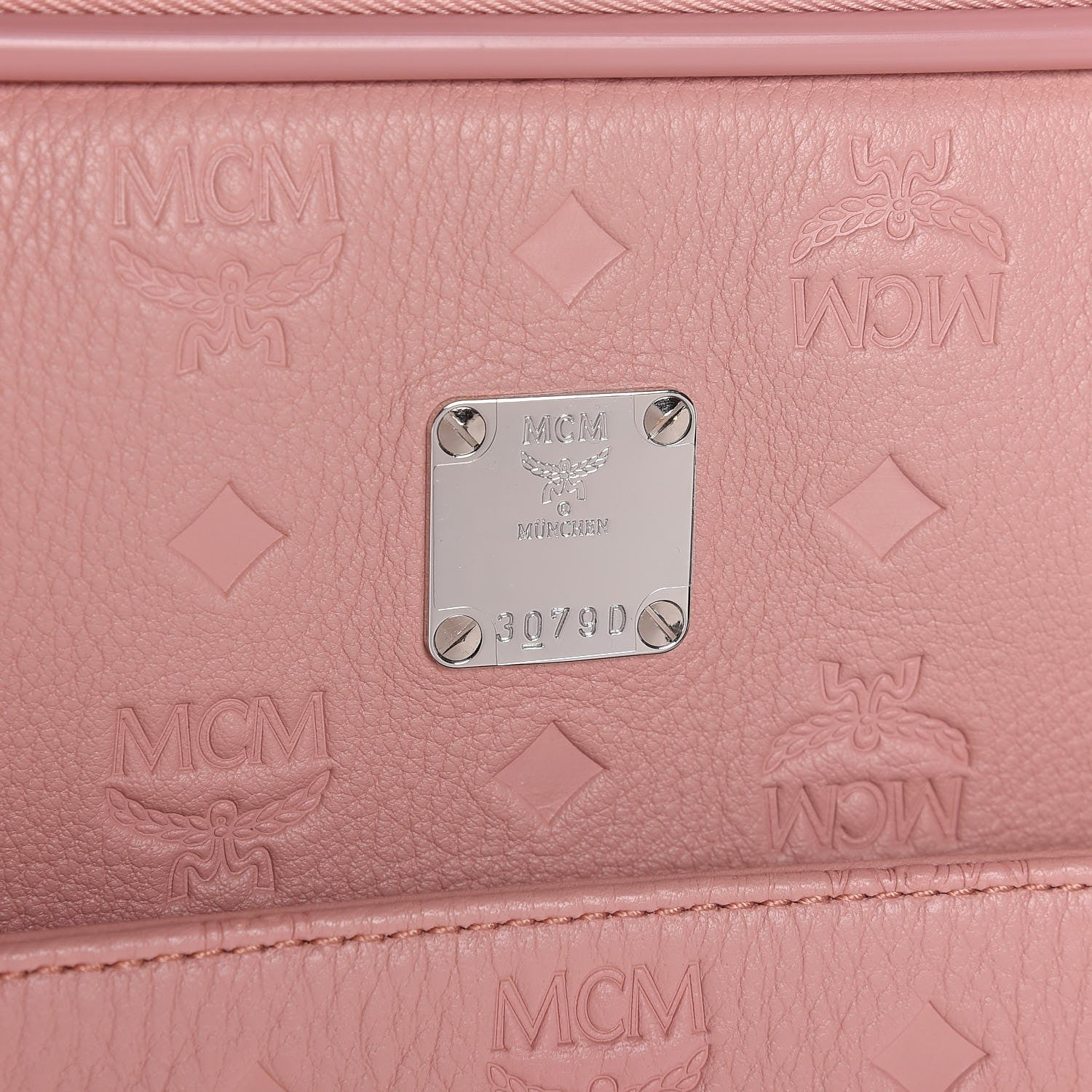 MCM Calfskin Ottomar Monogram Luggage Pink 5 of 7
