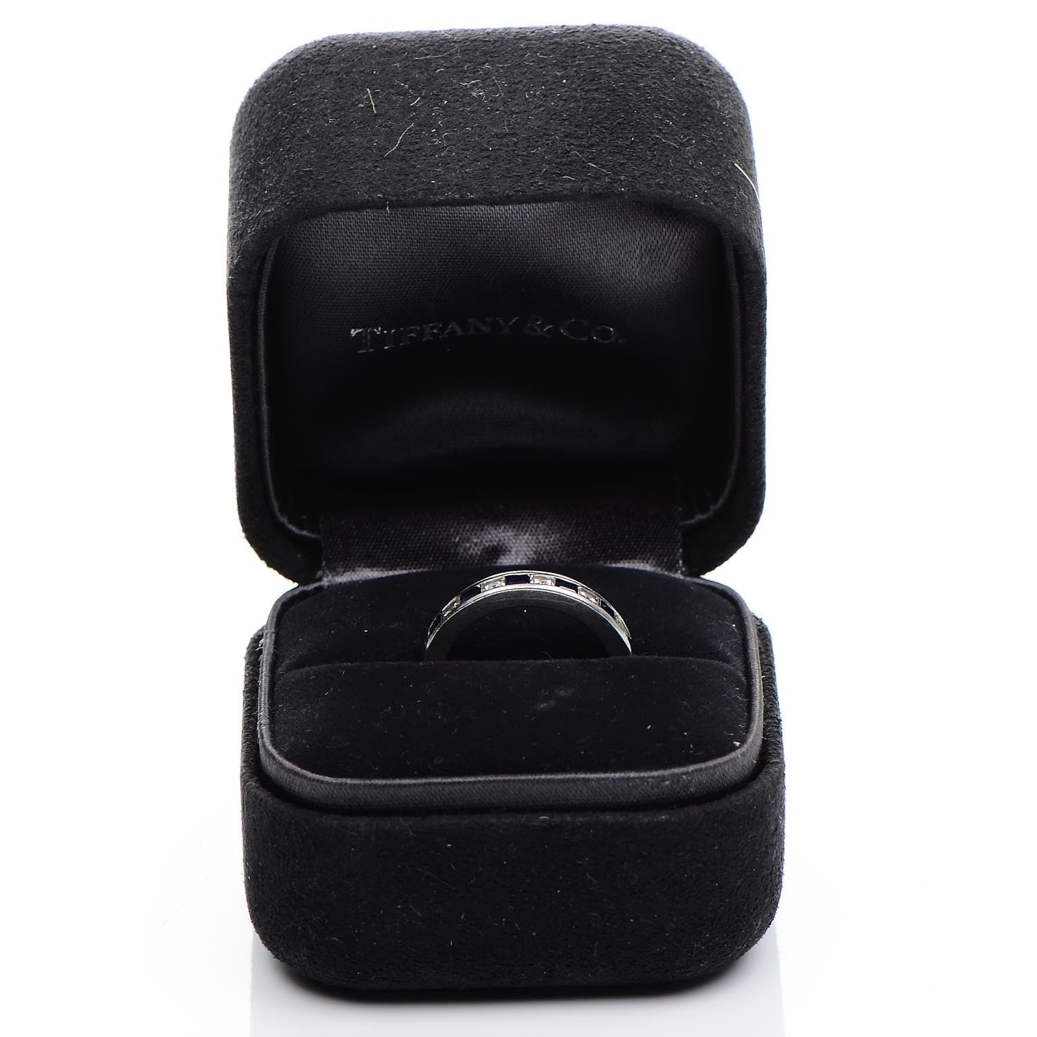 Tiffany Platinum Diamond Blue Sapphire Ring 49.5 5 8 of 8