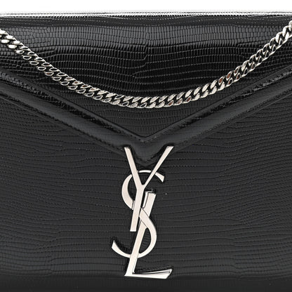 Saint Laurent Patent Lizard Embossed Monogram Cassandra Chain Wallet Black 8 of 11