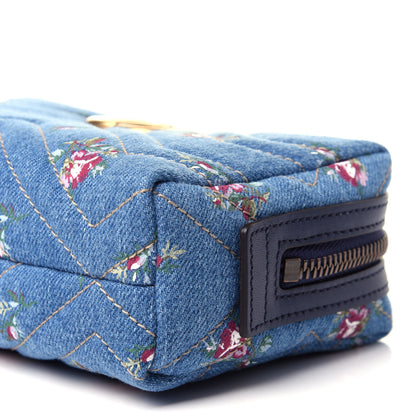 Gucci Denim Matelasse Flora GG Marmont Cosmetic Case Blue 9 of 10