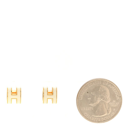 Hermes Gold Lacquered Mini Pop H Earrings White 2 of 5