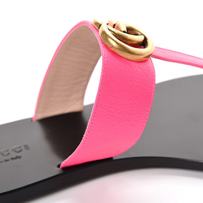 Gucci Calfskin GG Marmont Thong Sandals 37 Fuxia Fluo 9 of 11