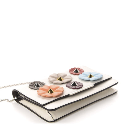 Fendi Vitello Century Lucido Nappa Flowerland Studded Tube Wallet On Chain White Ice Multicolor 4 of 11