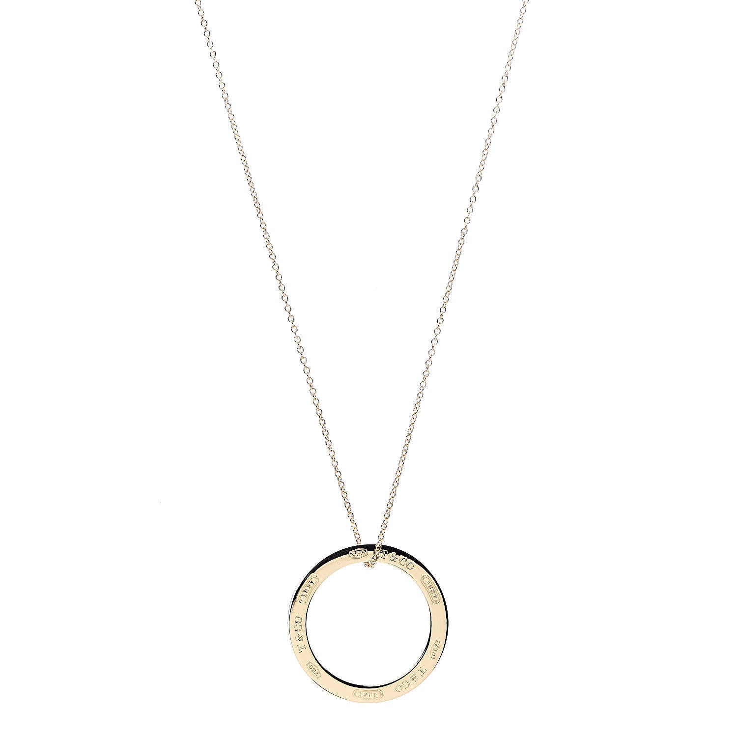 Tiffany 18K Yellow Gold 1837 Circle Pendant Necklace 1 of 7