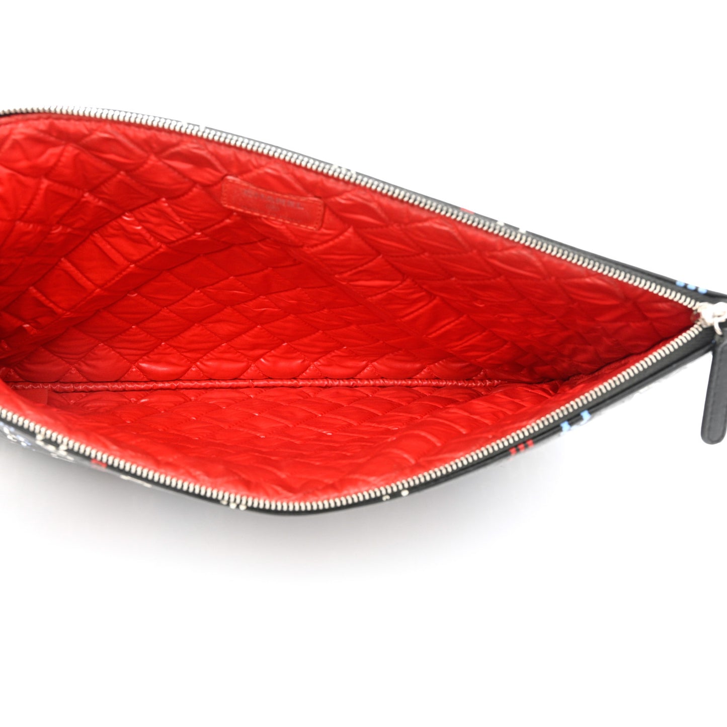 Lambskin Quilted Large Data Center Cosmetic Case Black