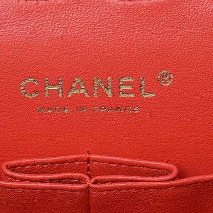 Chanel Lambskin Quilted Tri-Color Medium Double Flap Jaune Rouge Turquoise 10 of 12