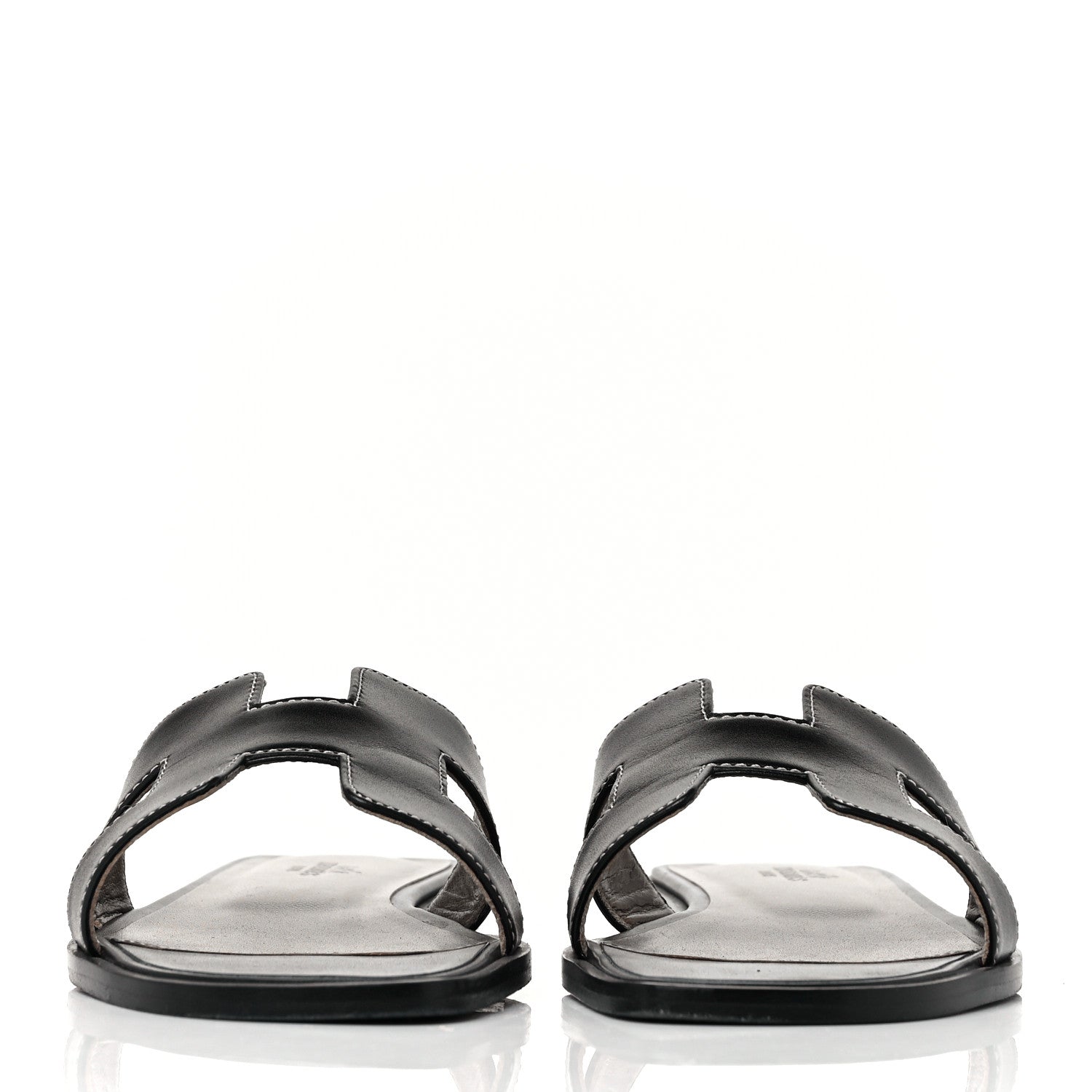 Hermes Box Calfskin Oran Sandals 38 Black 2 of 9