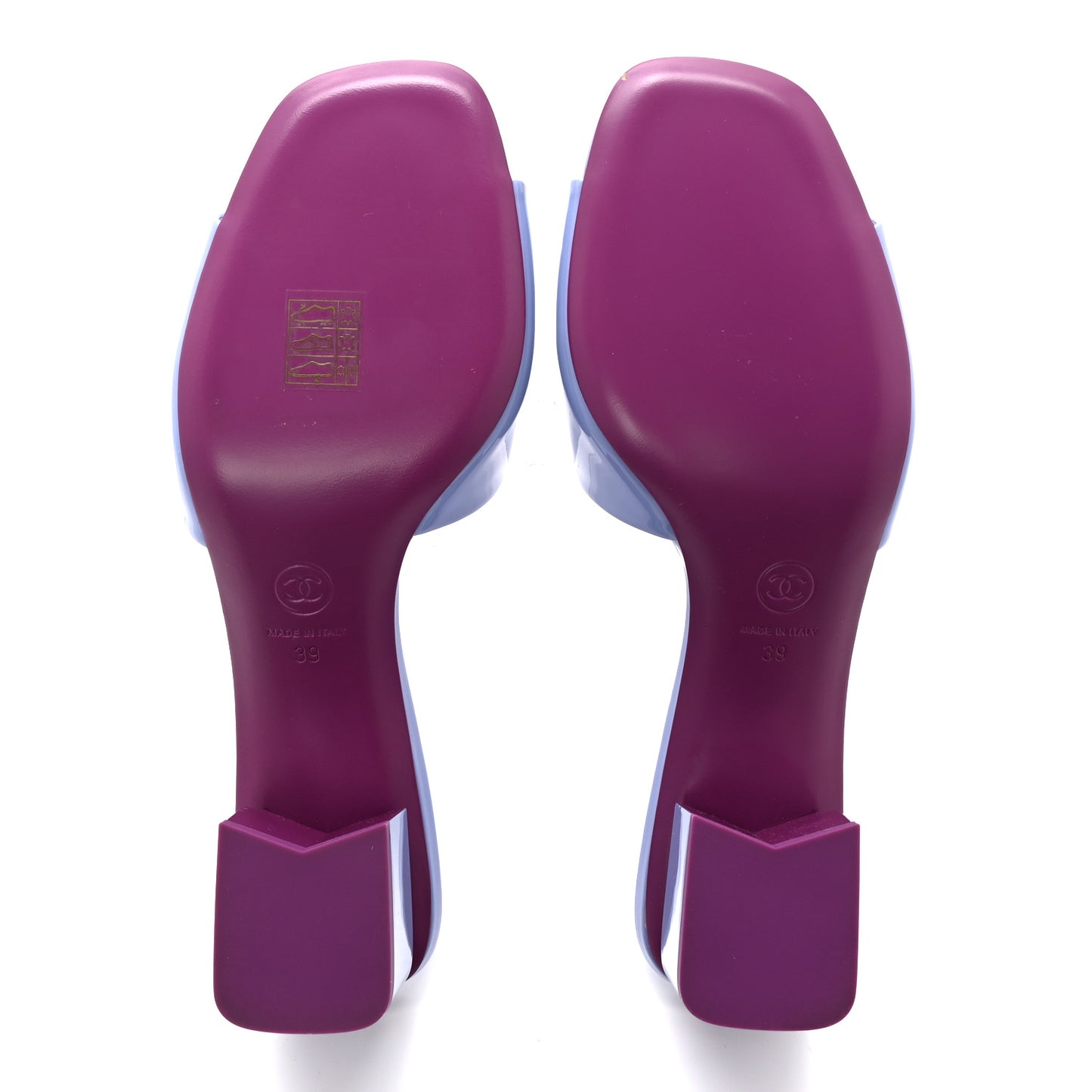 Patent Calfskin CC Mules 39 Light Purple Dark Purple