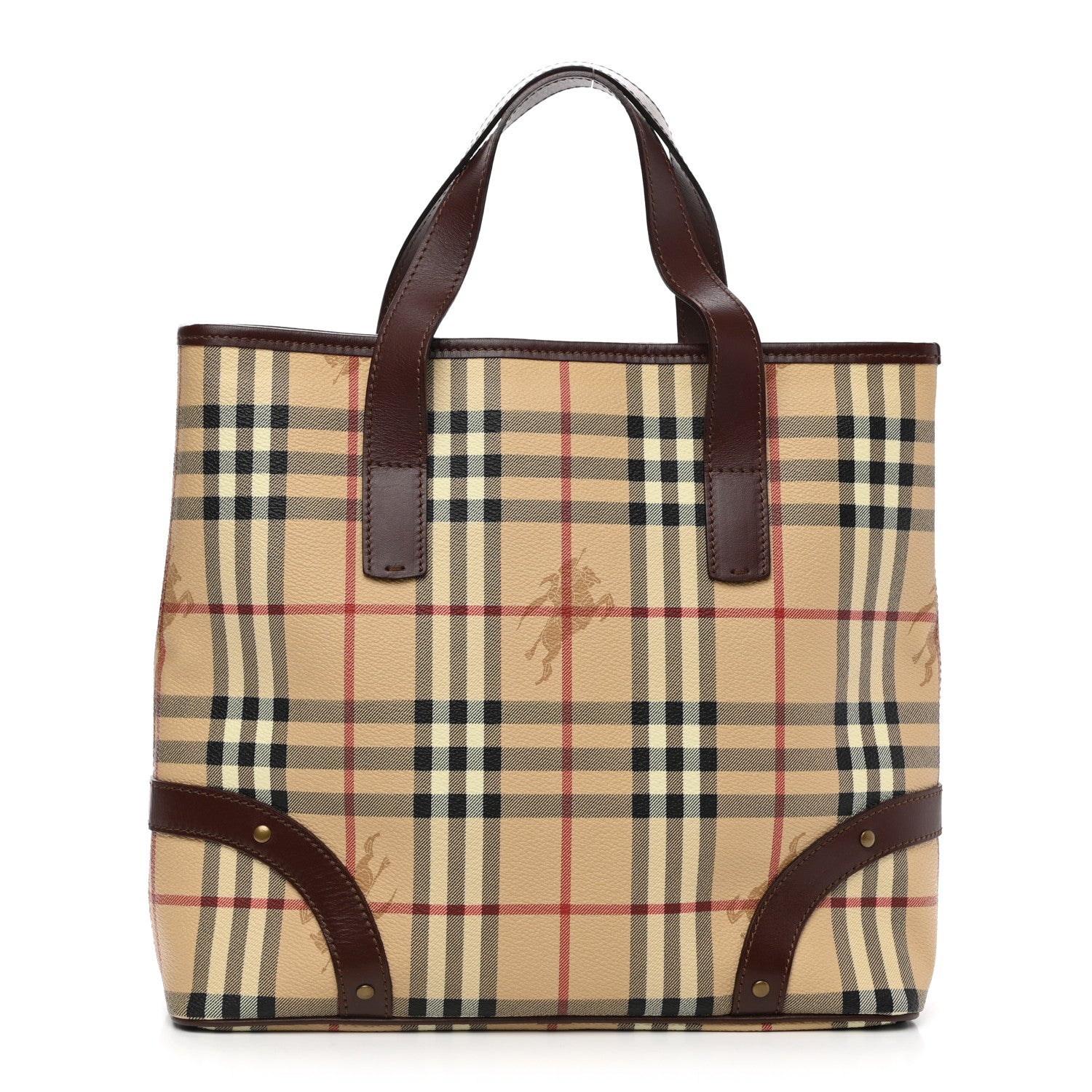 Burberry Haymarket Check Studded Tote Chocolate 1 of 10