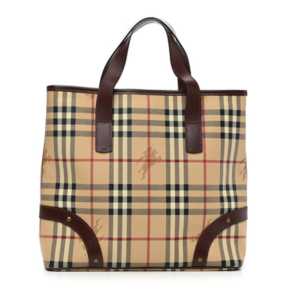 Burberry Haymarket Check Studded Tote Chocolate 1 of 10
