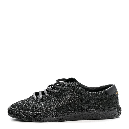 Saint Laurent Calfskin Crystal Glitter Andy Sneakers 38.5 Black 1 of 20