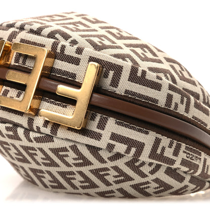 Fendi Fabric Jacquard FF 1974 Nano Fendigraphy Hobo Charm Beige 10 of 11