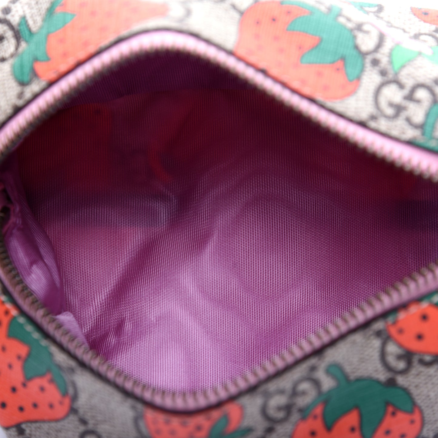 GG Supreme Monogram Strawberry Cosmetic Case