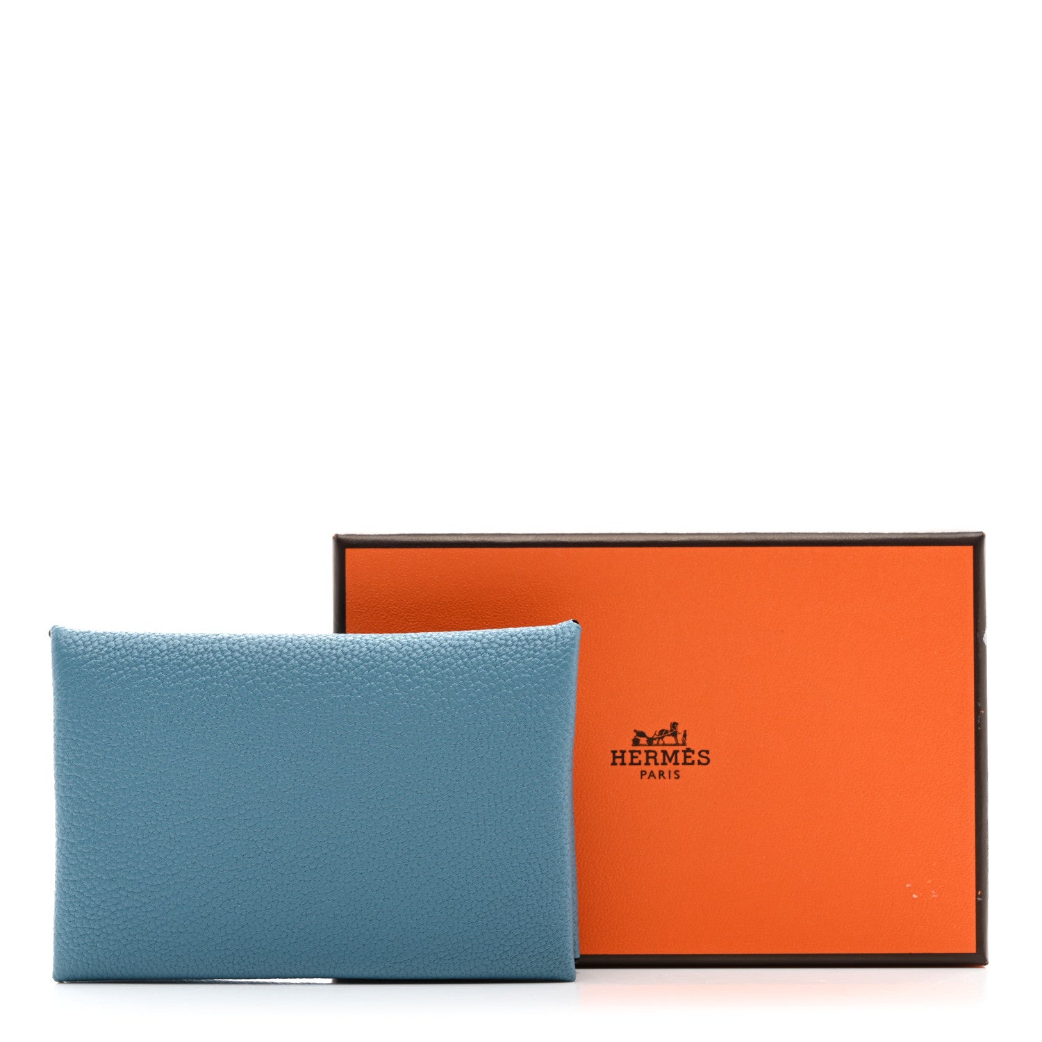 Hermes Chevre Mysore Verso Calvi Card Case New Bleu Jean Havane 7 of 7