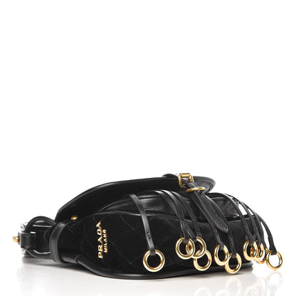 Prada Velluto Impuntu Corsaire Bag Black 4 of 6