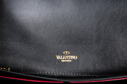 Valentino Garavani Vitello Rockstud Flap Wallet On Chain Ivory Black 6 of 9
