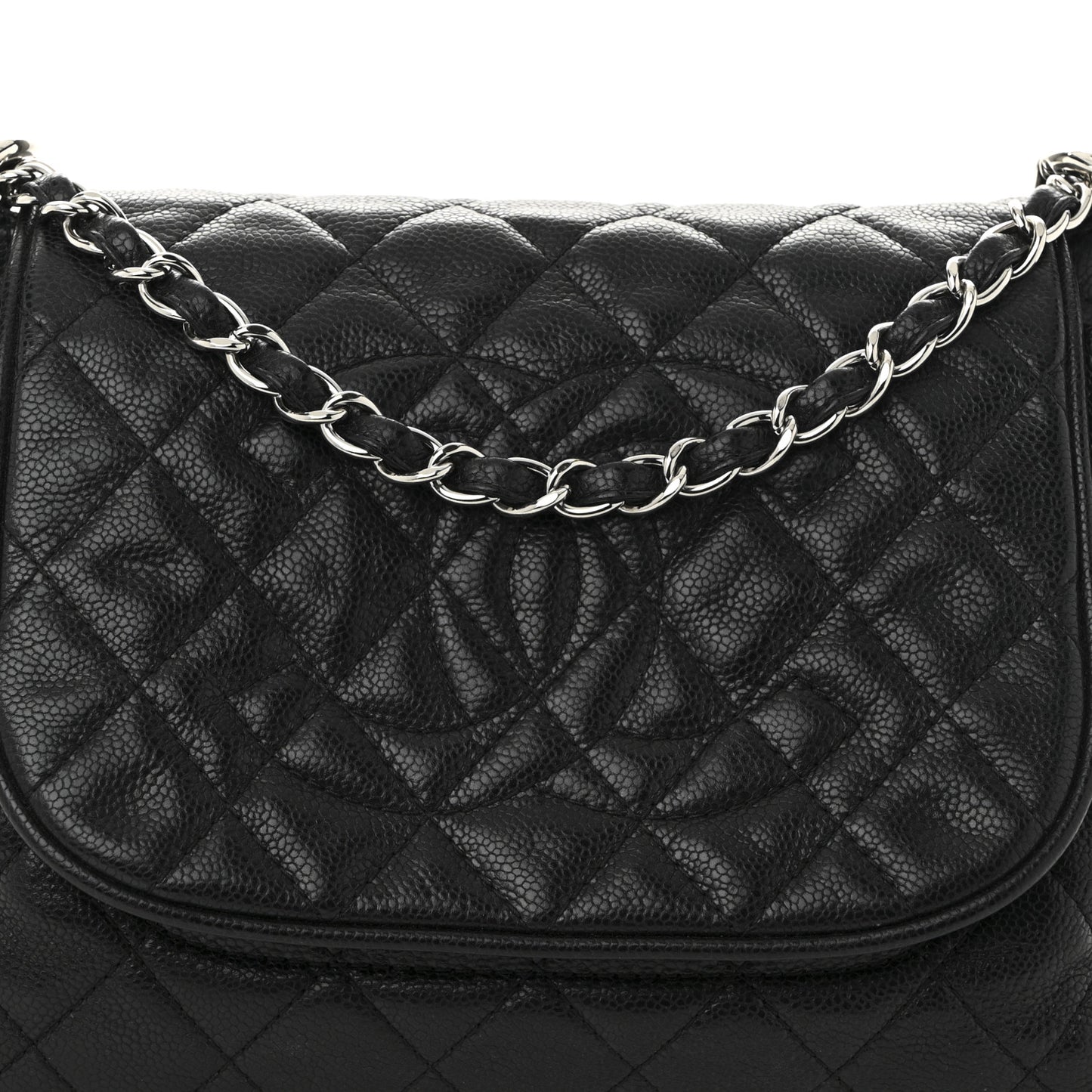 Caviar Quilted Timeless Accordion Flap Black