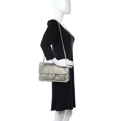 Chanel Perforated Calfskin Large Up In The Air Flap Light Gold 2 of 10