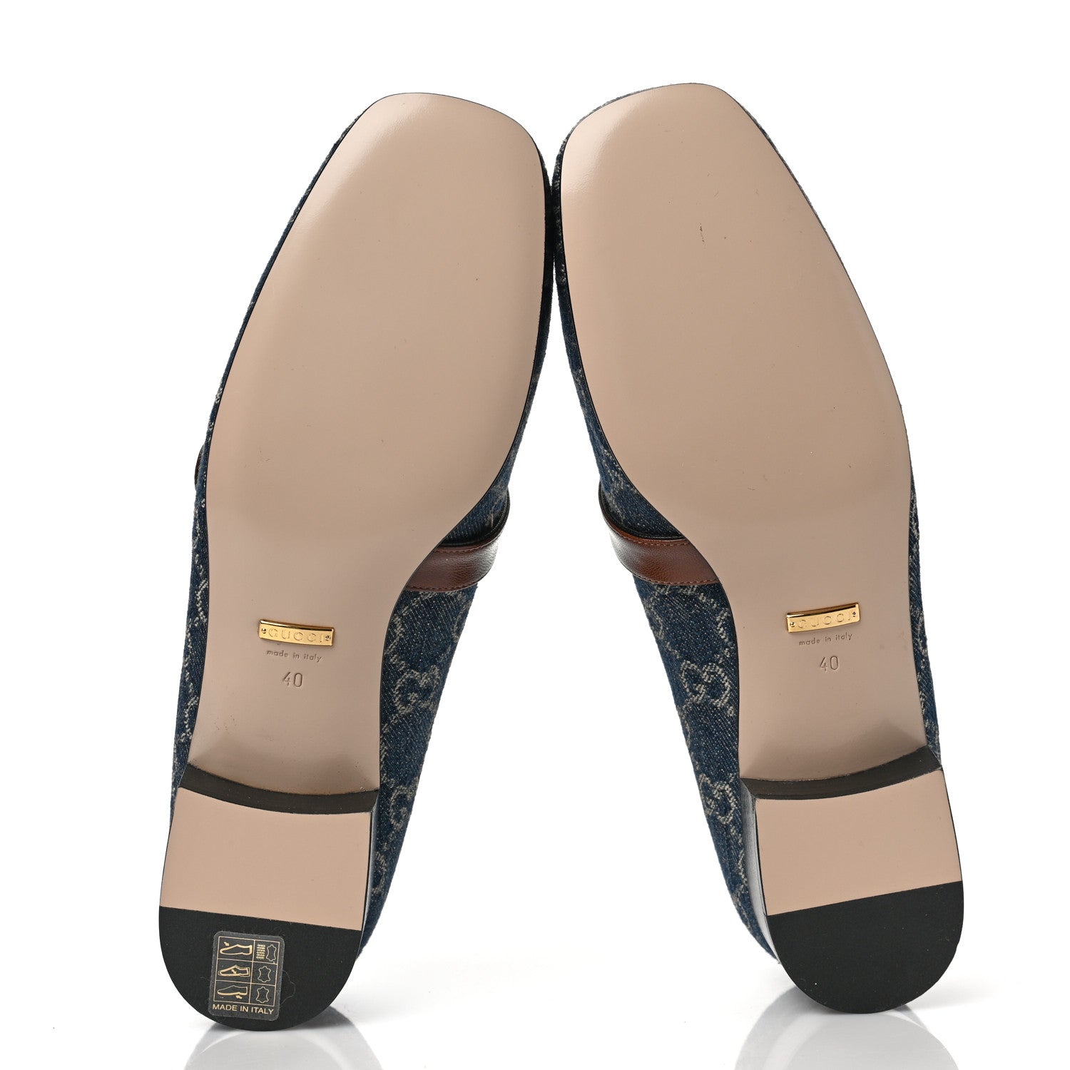 Gucci New Denim Monogram Malaga Kid GG Marmont Loafers 40 Blue Tea Cuir Epilog 5 of 8