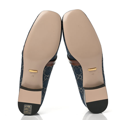 Gucci New Denim Monogram Malaga Kid GG Marmont Loafers 40 Blue Tea Cuir Epilog 5 of 8