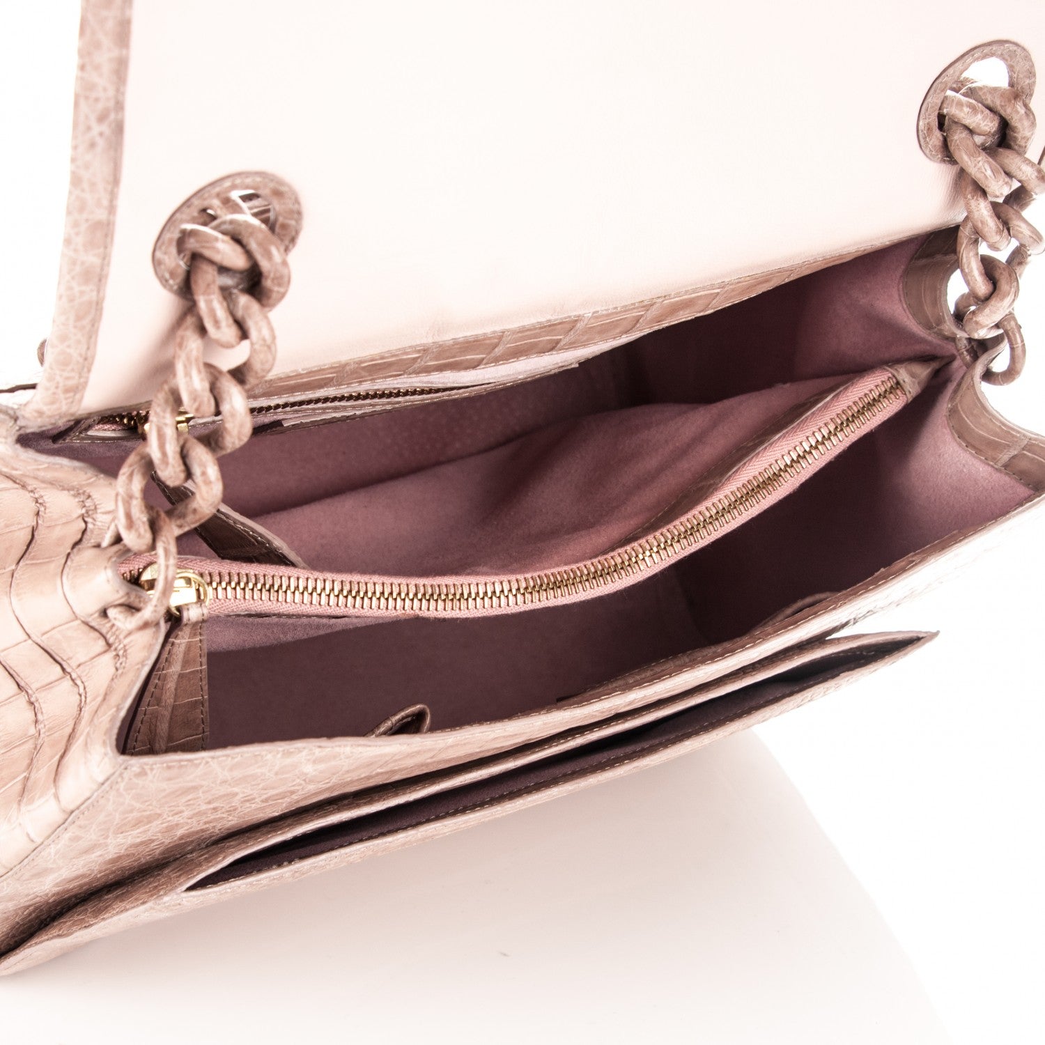 Nancy Gonzalez Crocodile Chain Flap Bag Nude Matte 5 of 11