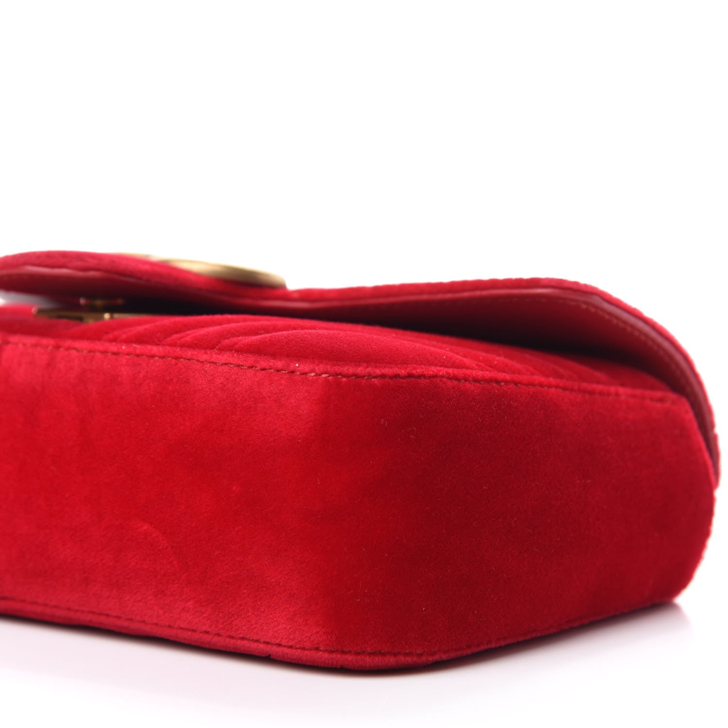 Gucci Velvet Matelasse Mini GG Marmont Shoulder Bag Hibiscus Red 7 of 11