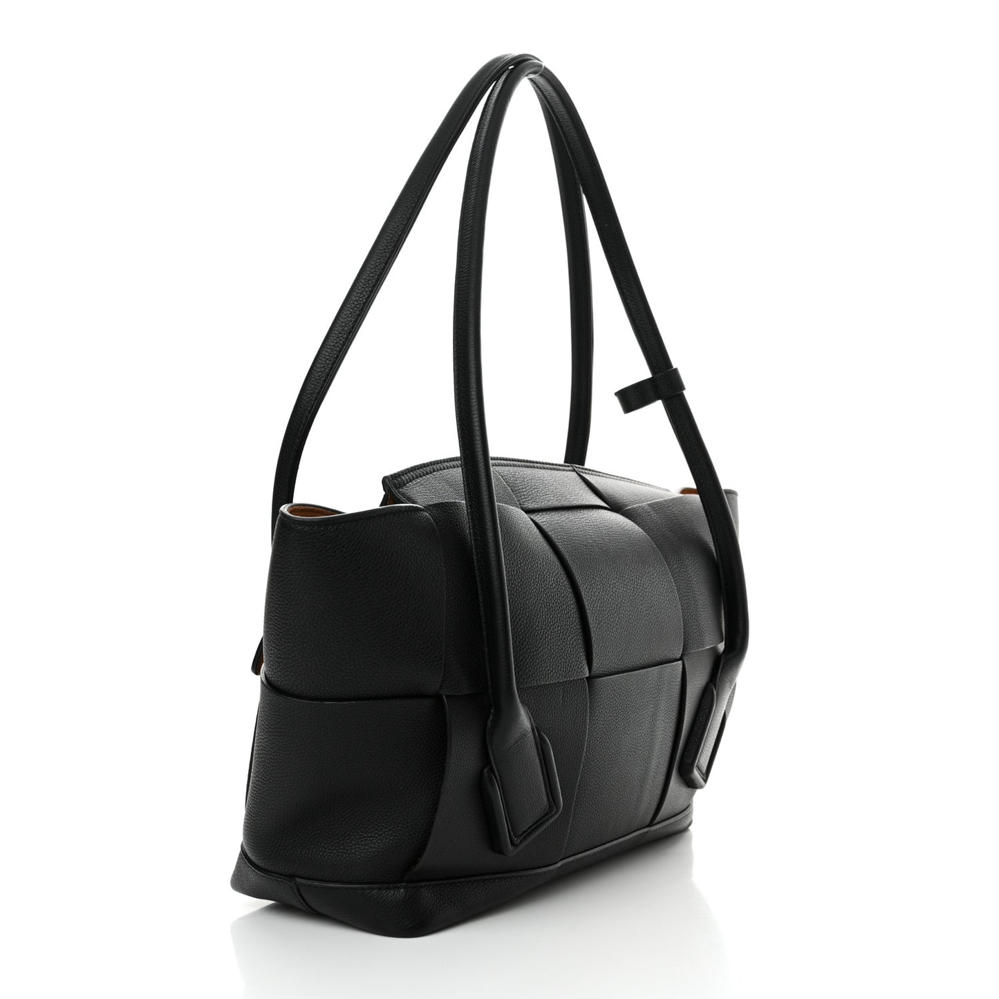 Grained Calfskin Maxi Intrecciato Medium Arco Black