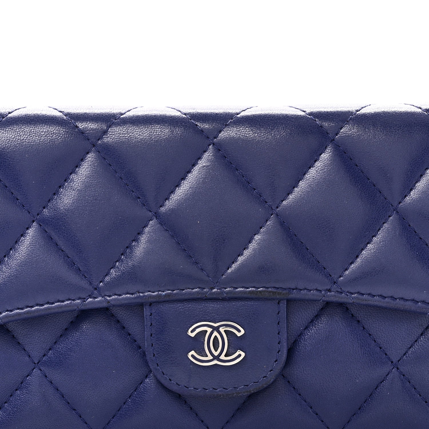Chanel Lambskin Quilted Large Flap Wallet Blue 8 of 8