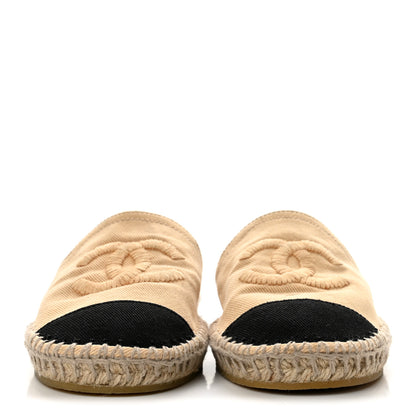 Chanel Denim CC Espadrille Mules 37 Beige Black 3 of 9