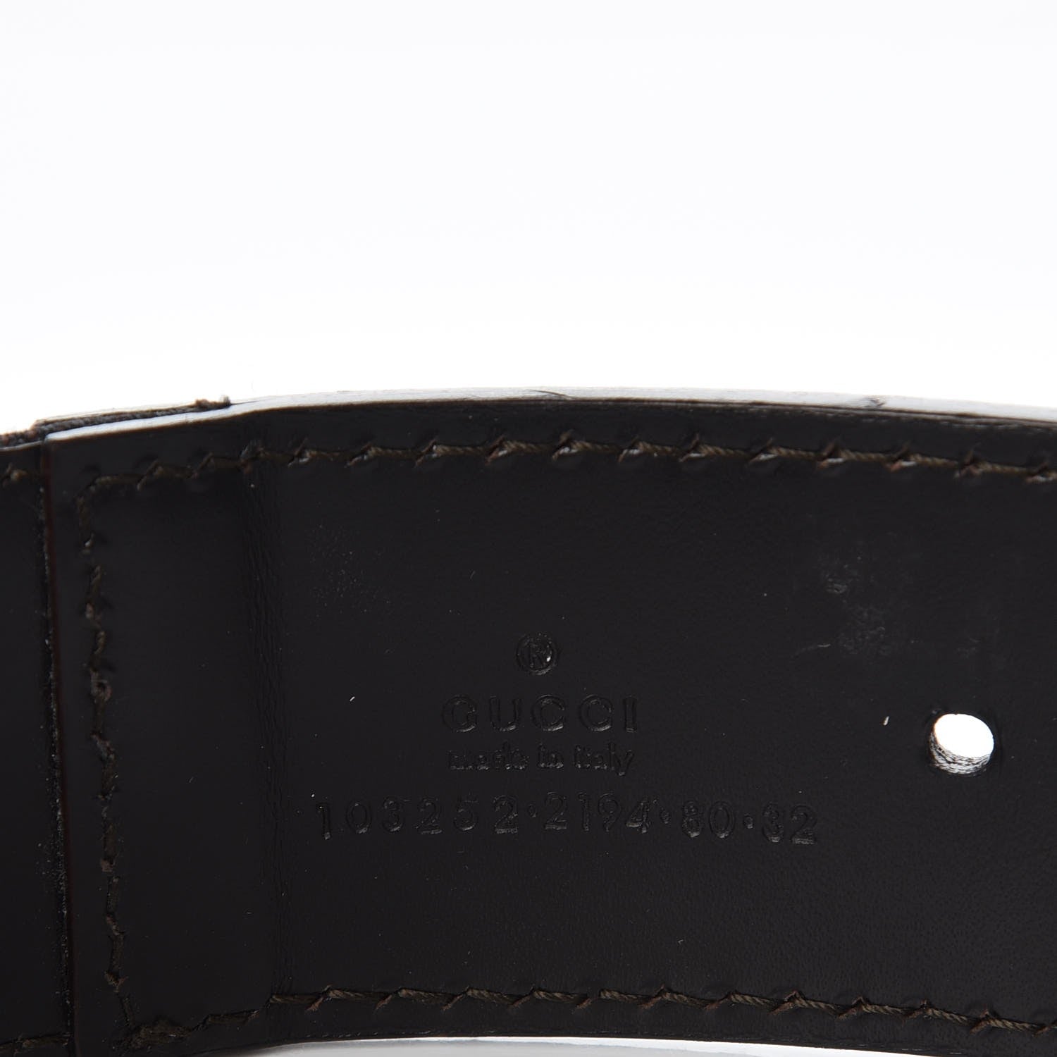 Gucci Calfskin Monogram Belt 80 32 Black Brown 6 of 7