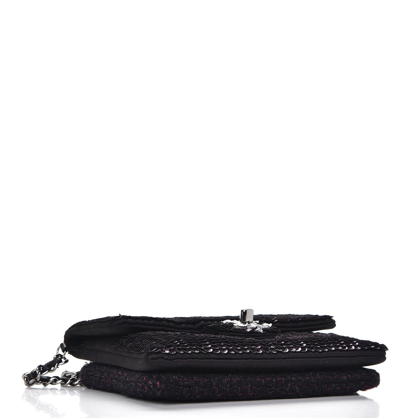 Sequin Tweed Mini Mineral Nights Flap Crossbody Bag Purple Black